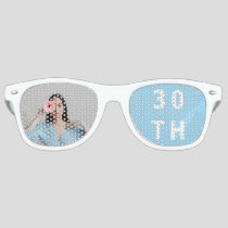 Custom Photo Blue 30th Birthday Sunglasses