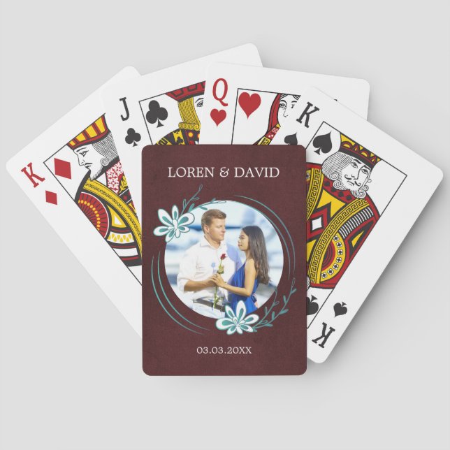 Custom Photo Blue Frame Poker Cards (Back)