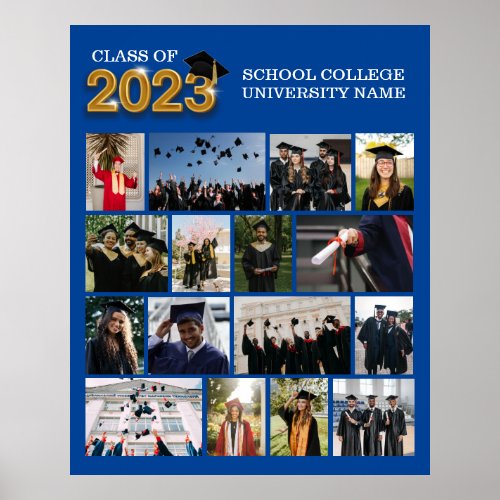 Custom Photo Blue Graduation Class of 2023 School Poster