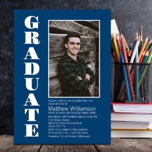 Custom Photo Blue Graduation Party Invitation