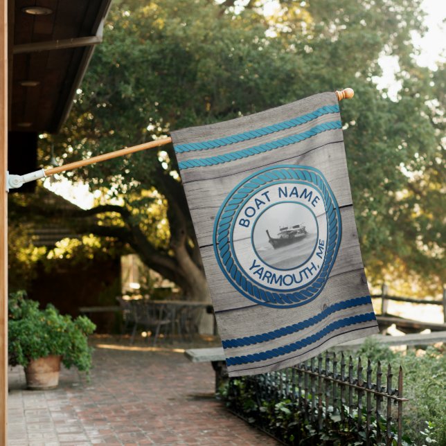 Custom Photo Blue Nautical Boating House Flag (In SItu)