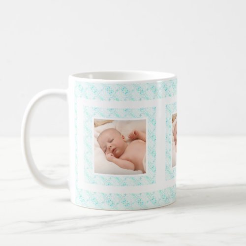 Custom Photo Blue Pattern Mothers Day Mom Mommy Coffee Mug