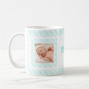 Custom Photo Blue Pattern Mother’s Day Mom Mommy Coffee Mug
