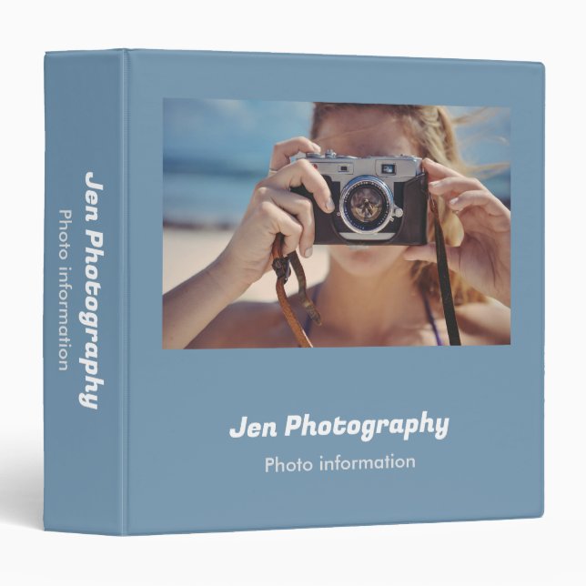 Custom photo blue photographer  3 ring binder (Front/Spine)