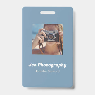 Custom photo blue photographer badge