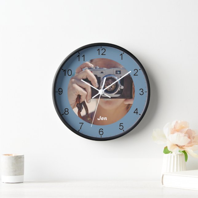 Custom photo blue photographer  clock (Home)