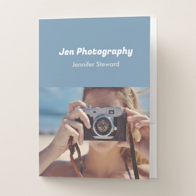 Custom photo blue Spiral Notebook Pocket Folder (Front)