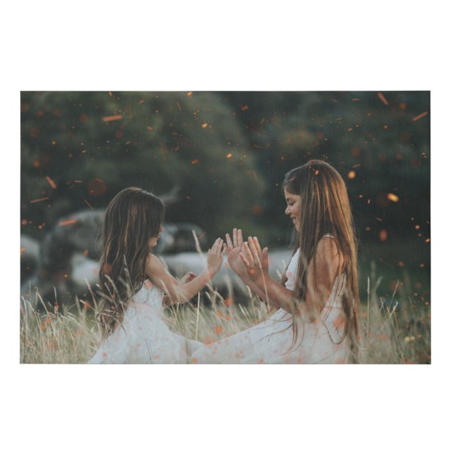 Custom Photo Bokeh Sparkles Overlay Whimsical Faux Canvas Print (Front)