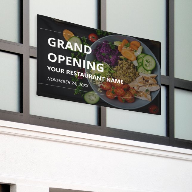 Custom Photo Bold Restaurant Grand Opening Banner (Outside Building)