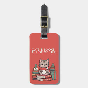 Custom Photo Book Cat Lover Luggage Tag