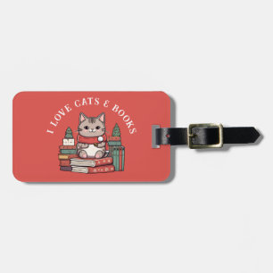 Custom Photo Book Cat Lover Luggage Tag