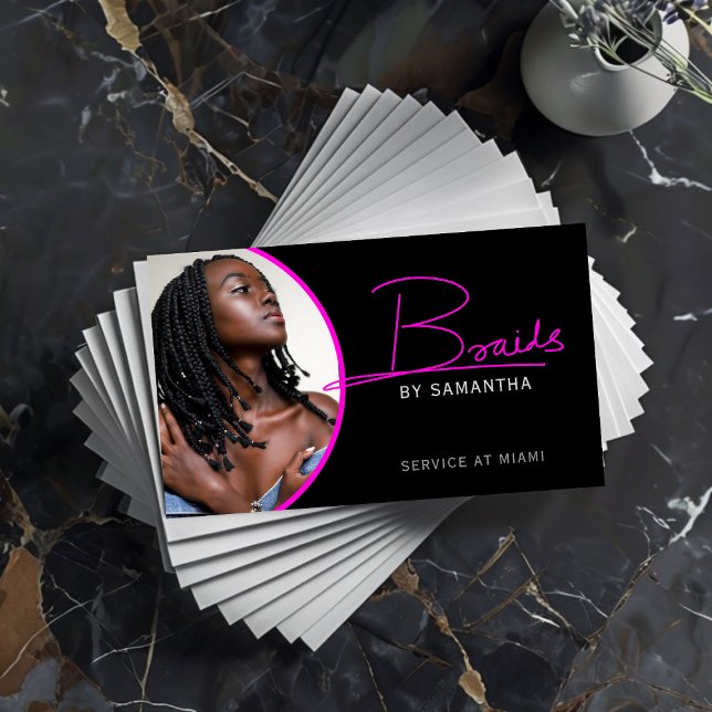 Custom photo Braids Hair Artist BlackBusiness card (Creator Uploaded)