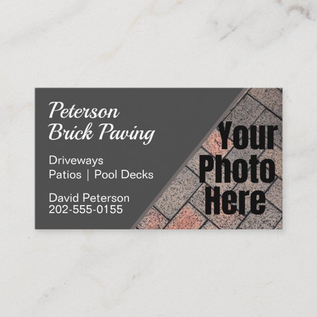 Custom Photo Brick Paving Driveway Construction Business Card (Front)