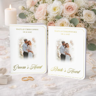 Custom Photo Bride & Groom Personalized Wedding  Foil Vow Books