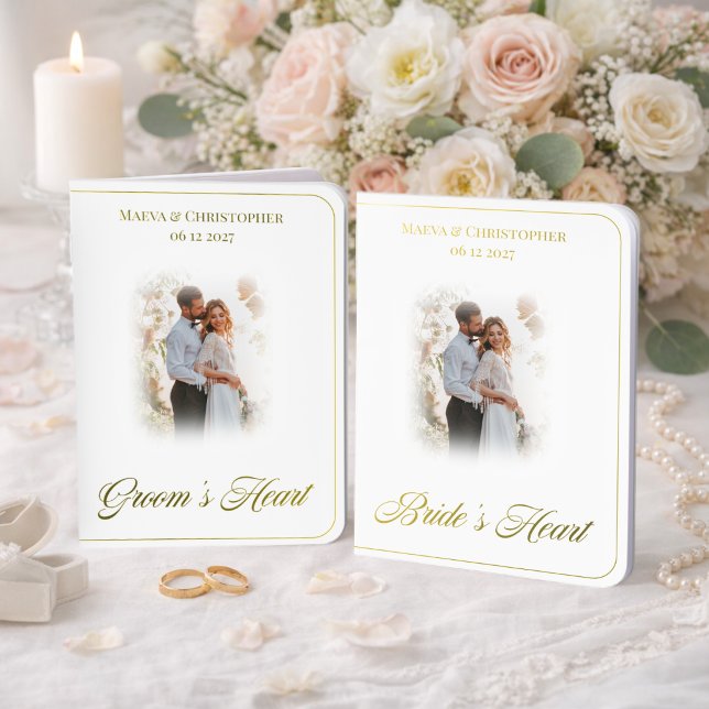 Custom Photo Bride & Groom Personalized Wedding  Foil Vow Books (Creator Uploaded)