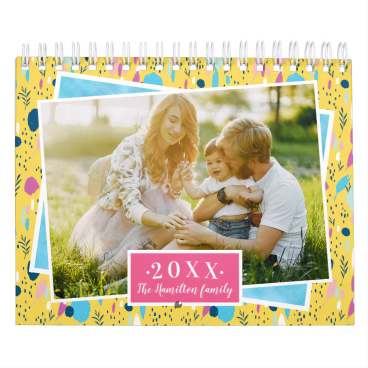 Custom Photo Bright Colors 2021 Family Calendar Zazzle