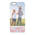 Custom Photo Bright Pink Flamingos On Blue Clear iPhone 6/6S Case