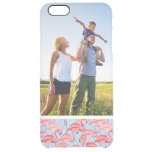 Custom Photo Bright Pink Flamingos On Blue Clear iPhone 6 Plus Case