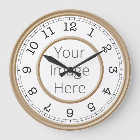 Custom Photo Brown Modern Minimalist Large Clock