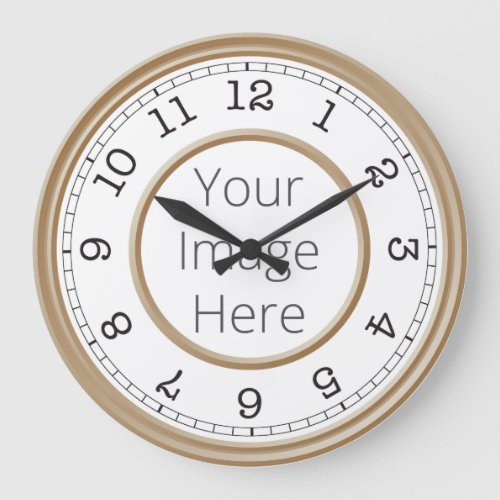 Custom Photo Brown Modern Minimalist Large Clock