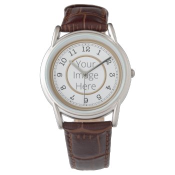 Custom Photo Brown Modern Minimalist Watch by accessoriesstore at Zazzle