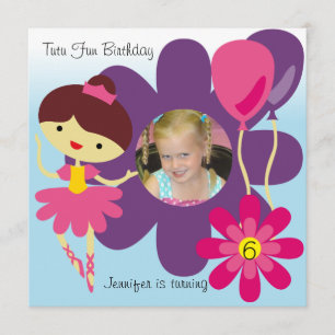 Custom Photo Brunette Ballerina Birthday Invite