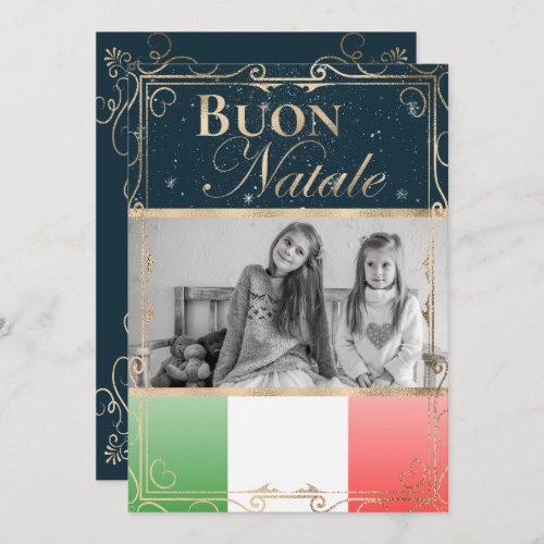 Custom Photo Buon Natale Italian Flag Christmas Holiday Card