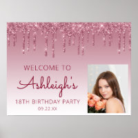 Custom Photo Burgundy 18th Birthday Welcome