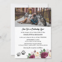 Custom Photo Burgundy Floral Dog Theme Wedding
