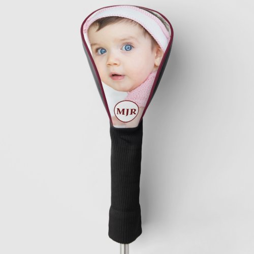 Custom Photo  Burgundy Monogram Personalized Golf Head Cover