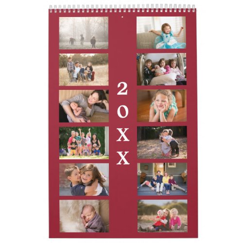 Custom Photo Burgundy Red Cover 2024 Calendar