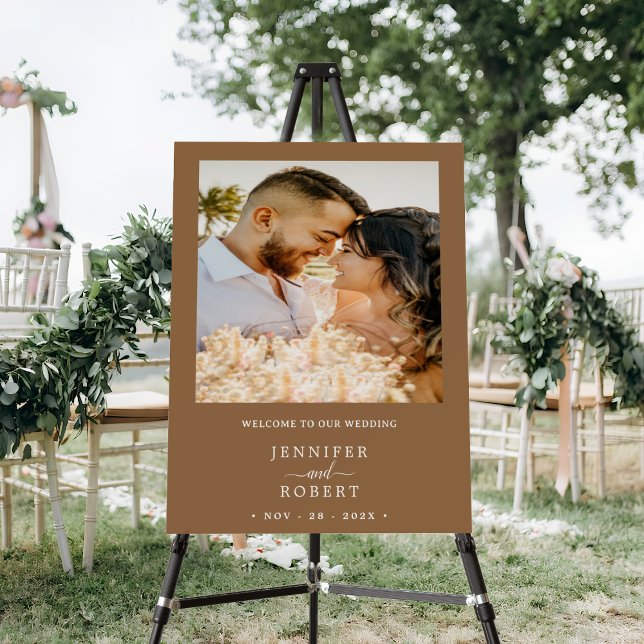 Custom Photo Burnt Orange Wedding Welcome Sign (Custom Photo Burnt Orange Wedding Welcome Sign)