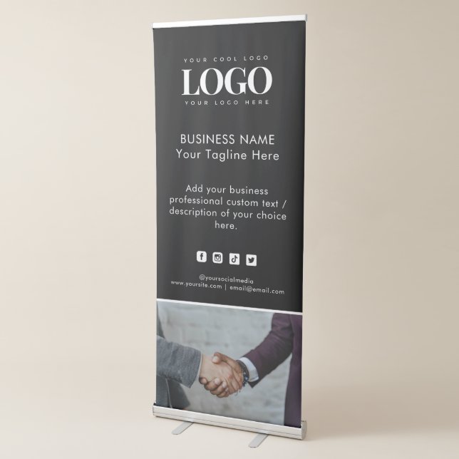 Custom Photo Business Logo & Social Media Text Retractable Banner (3/4)