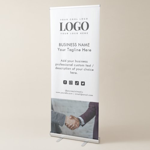 Custom Photo Business Logo  Social Media Text  Retractable Banner