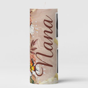 Custom Photo Butterfly Floral Mom Grandma Pillar Candle