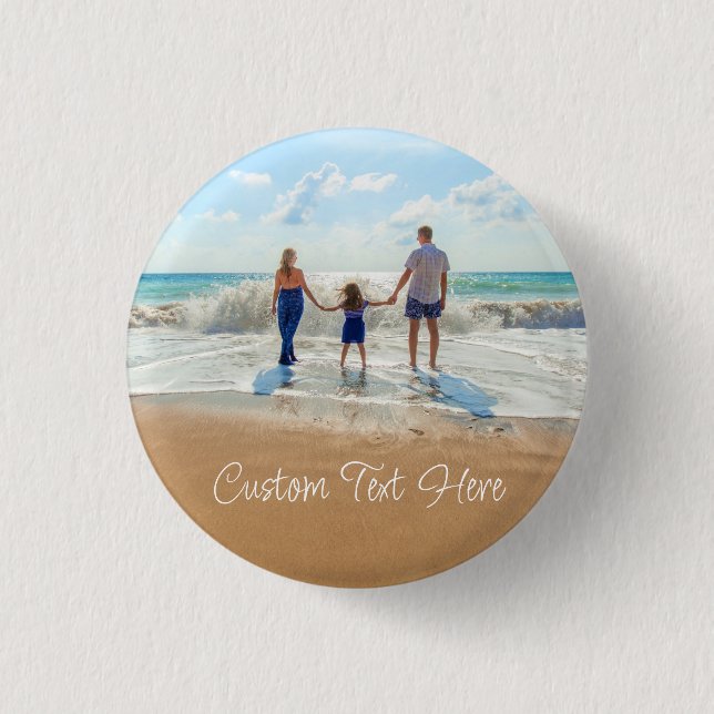 Custom Photo Button with Text Personalized (Front)
