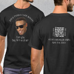Custom Photo Buy Him A Shot Bachelor Party T-Shirt<br><div class="desc">Funny t-shirt with a custom face photo cut-out for a bachelor party. Design for the groomsmen and best man to wear with the message "he's tying the knot, can you buy him a shot?" on the front and a QR code with the app name on the back. To make the...</div>