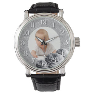 Custom photo/ BW Roses frame Watch