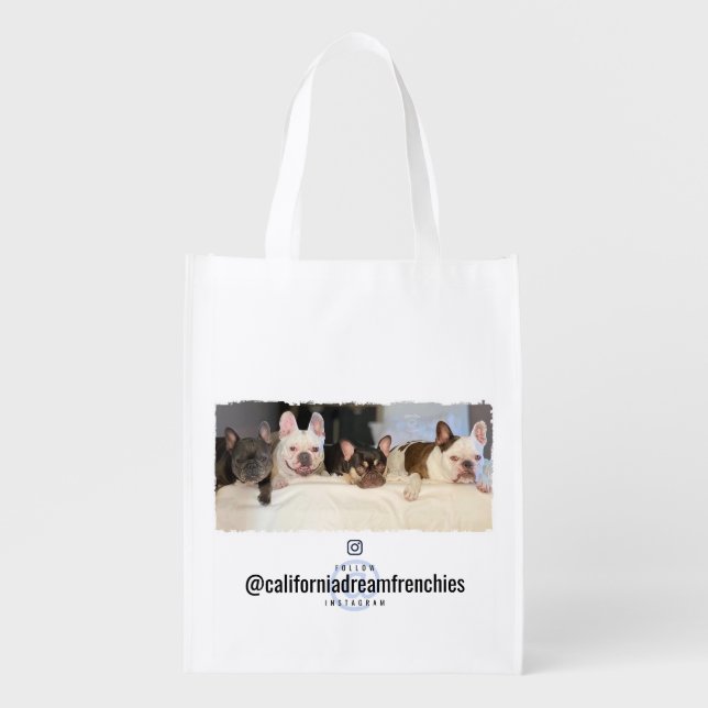 Custom Photo California Frenchies Grocery Bag (Front)