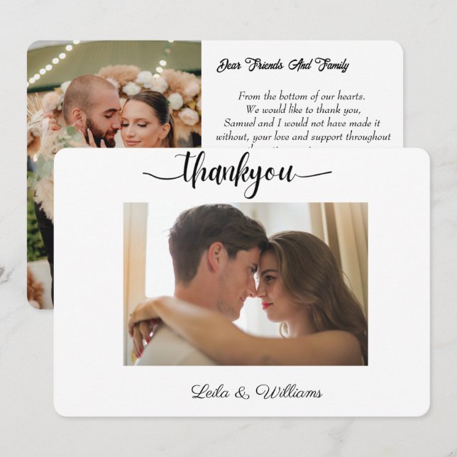 custom photo calligraphy text thank you wedding  (Front/Back)