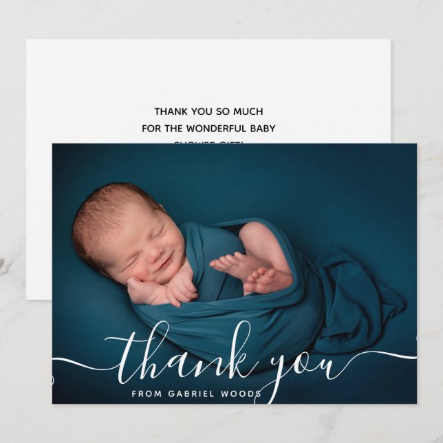 Custom Photo Callligraphy Baby Tank You Card  (Front/Back)