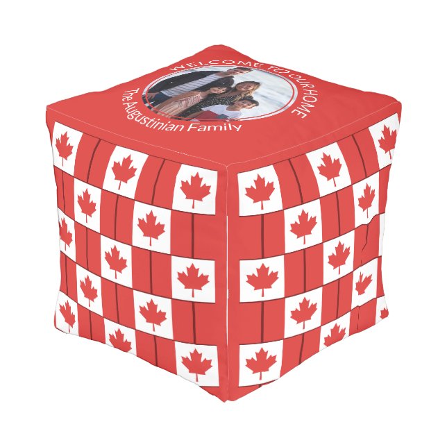 Custom Photo CANADIAN Flag Outdoor Pouf (Angled Front)