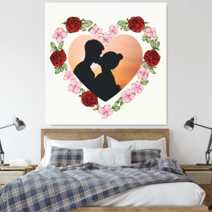 Custom Photo Canvas – Floral Heart Print