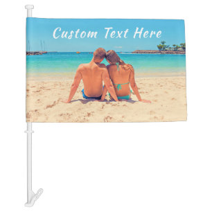 Custom Photo Car Flag Personalized Text