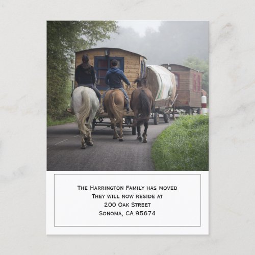 Custom Photo Caravan Riders On Horses Moving  Announcement Postcard