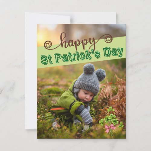 Custom Photo Card St Patricks Day Cute Shamrocks