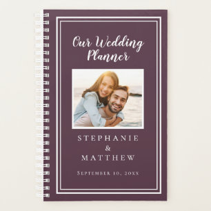 Custom Photo Cassis Purple & White Chic Wedding Planner