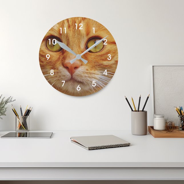 Custom Photo Cat Dog Pet Family Personalized Round Clock (Creator Uploaded)