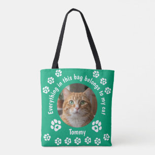 Custom Photo Cat Lover Tote Bag
