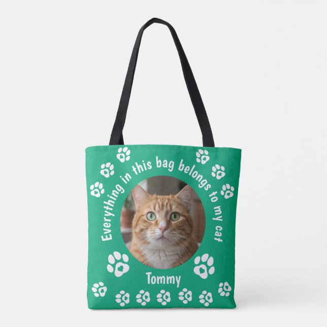 Custom Photo Cat Lover Tote Bag (Back)